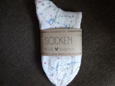 Preview: Socken Gr. 38/39 weiß gepunktet